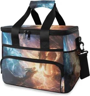 Fire Dragon Ocean Cooler Bag Insulated Cooler Soft Sided Cooler 24 Can Portable Picnic Bag Large Leakproof Lunch Bag Box for Beach Grocery Camping Travel Car Men Women