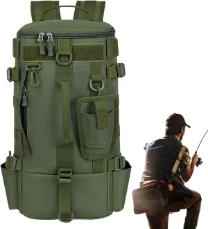 Fishing Backpack, Waterproof Bag, Sturdy Bait Storage, Multi-Purpose and Ergonomic Spacious Rucksack Daypack for Hiking, Motorcycle, Outdoor Adventures, 8.27x18.5x5.12 inches