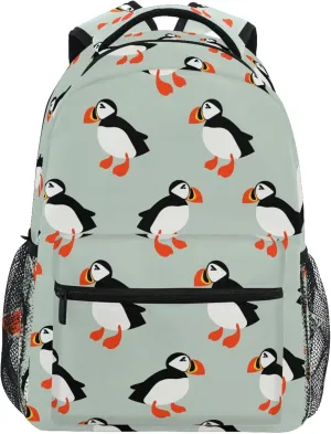 Fisyme Bird Puffins Seabird Laptop Backpack Bag Bookbag Casual Hiking Travel Notebooks Computer Daypacks