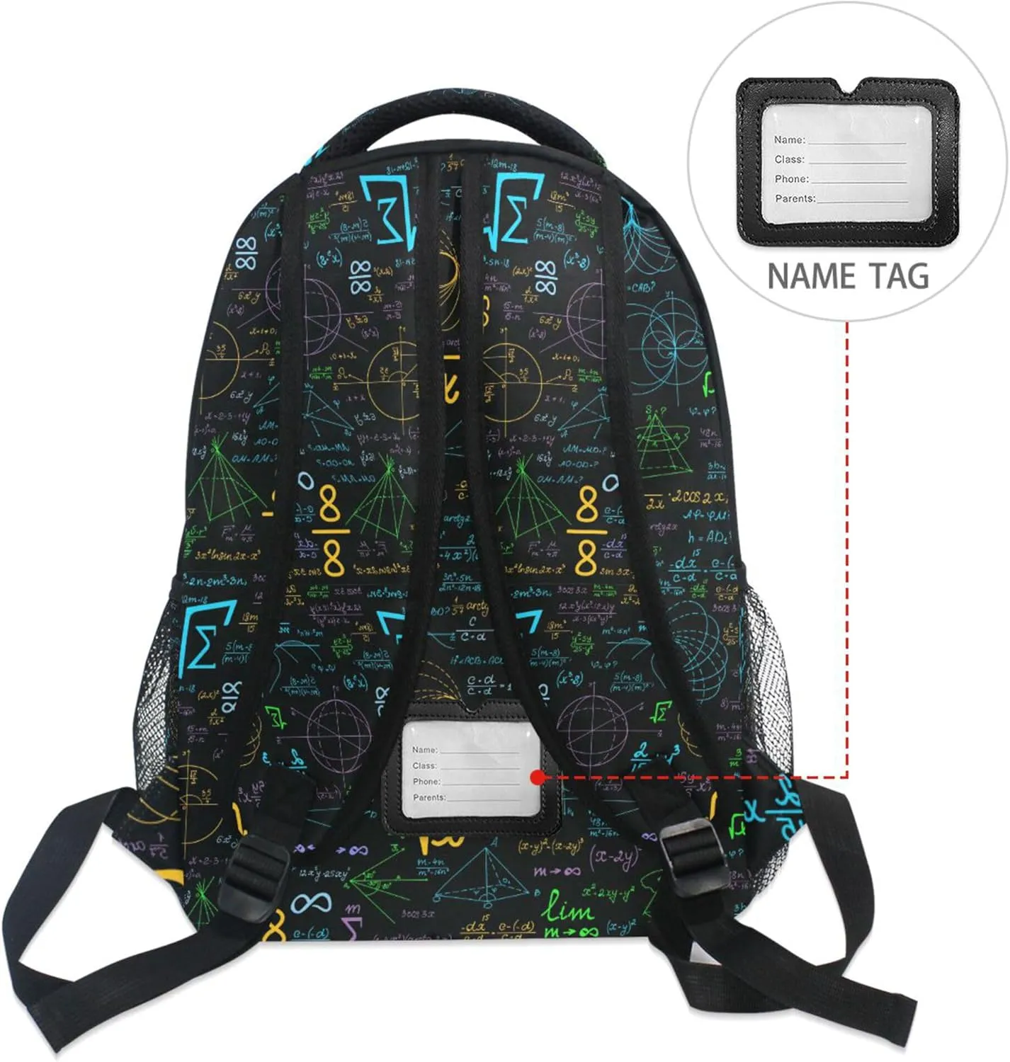 Fisyme Colorful Math Laptop Backpack Bag Bookbag Casual Travel Hiking Computer Notebooks Daypacks