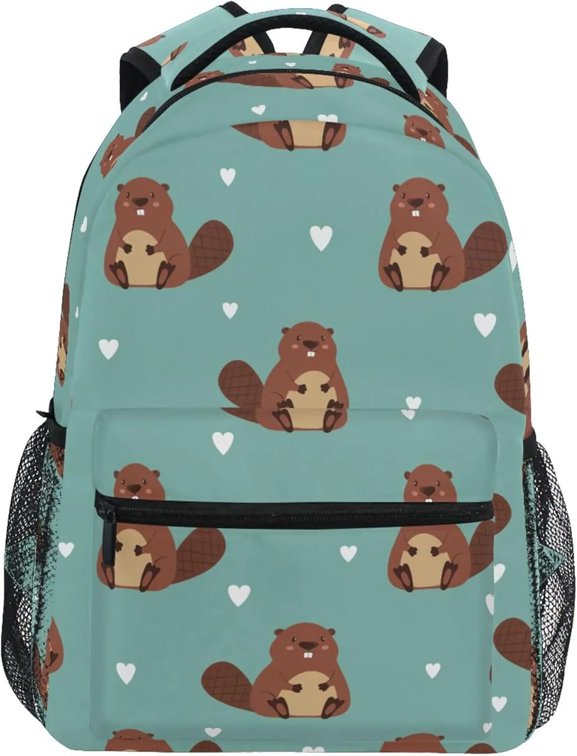 Fisyme Cute Beaver Green Laptop Backpack Bag Bookbag Casual Hiking Travel Computer Notebooks Daypacks