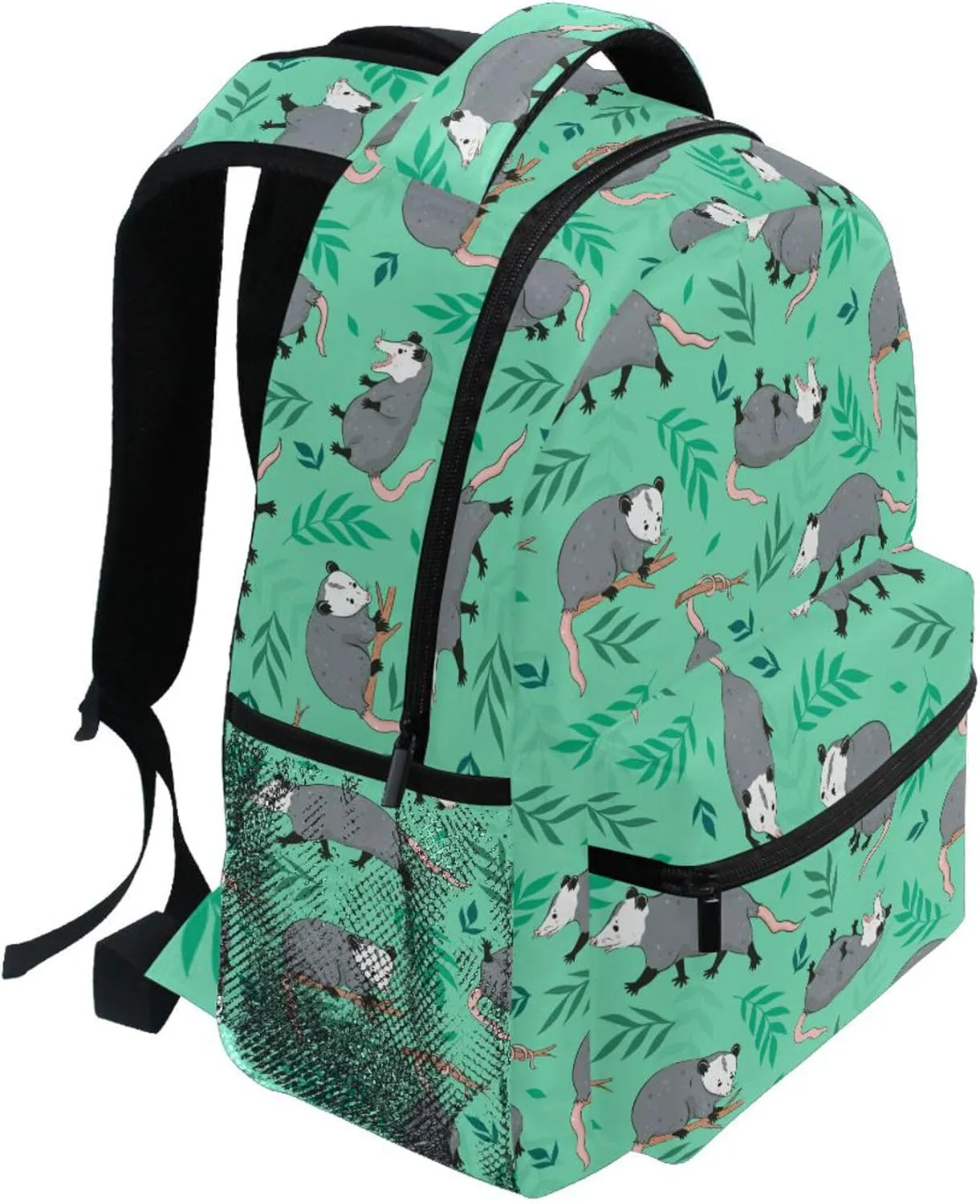 Fisyme Opossum Possum Green Laptop Backpack Bag Bookbag Casual Travel Hiking Computer Notebooks Daypacks
