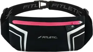 Fitletic Modern Sports Running Belt For Men & Women – Water Resistant Pouch - Fits All Smart Phones- Lightweight, Low Profile Design –Lycra Coated With Inner Card Organizer Pocket Black/Pink Zipper