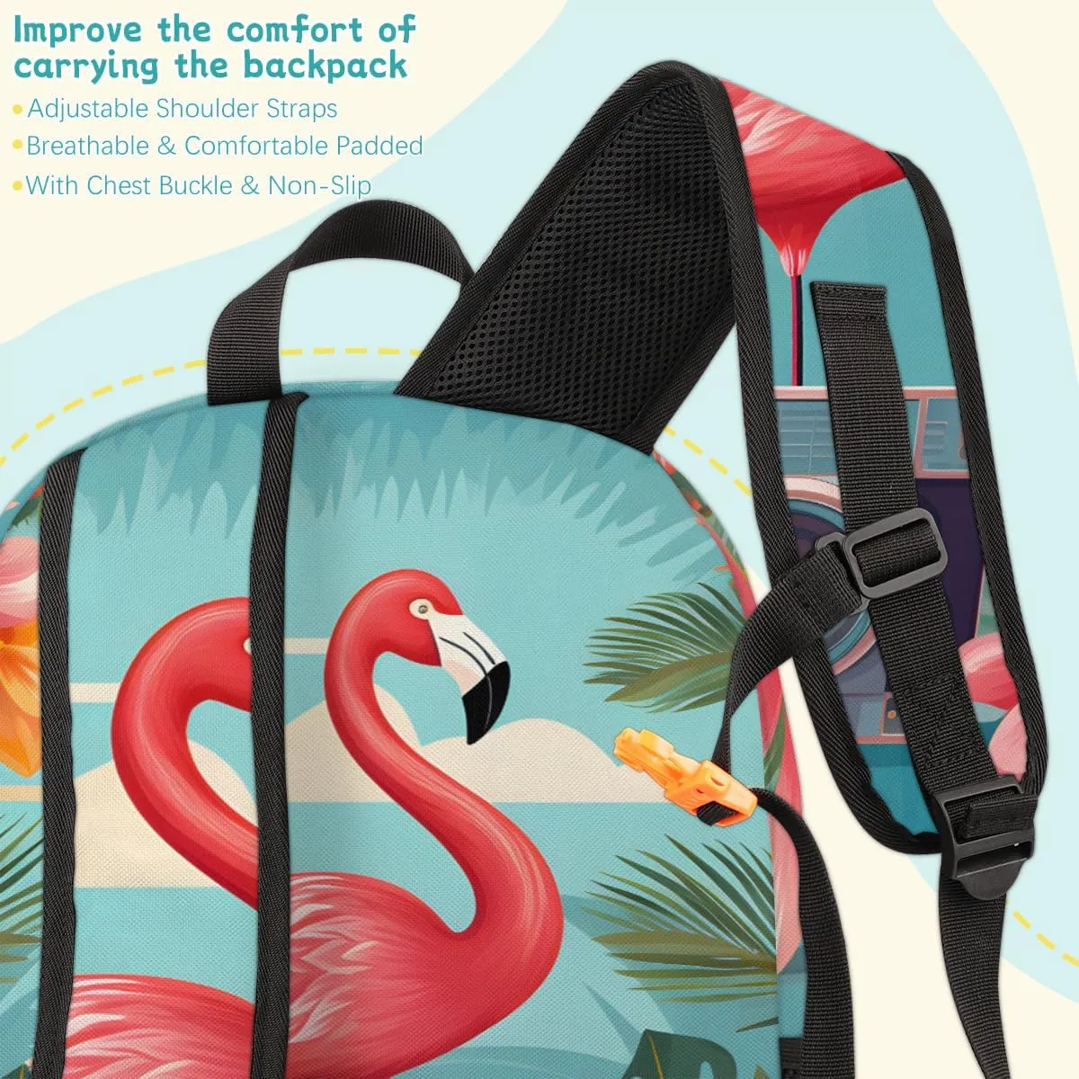 Flamingo Carry on Travel Backpack for Women Men Water resistant Lightweight Rucksack Backpack for Weekender Casual Work Hiking Summer
