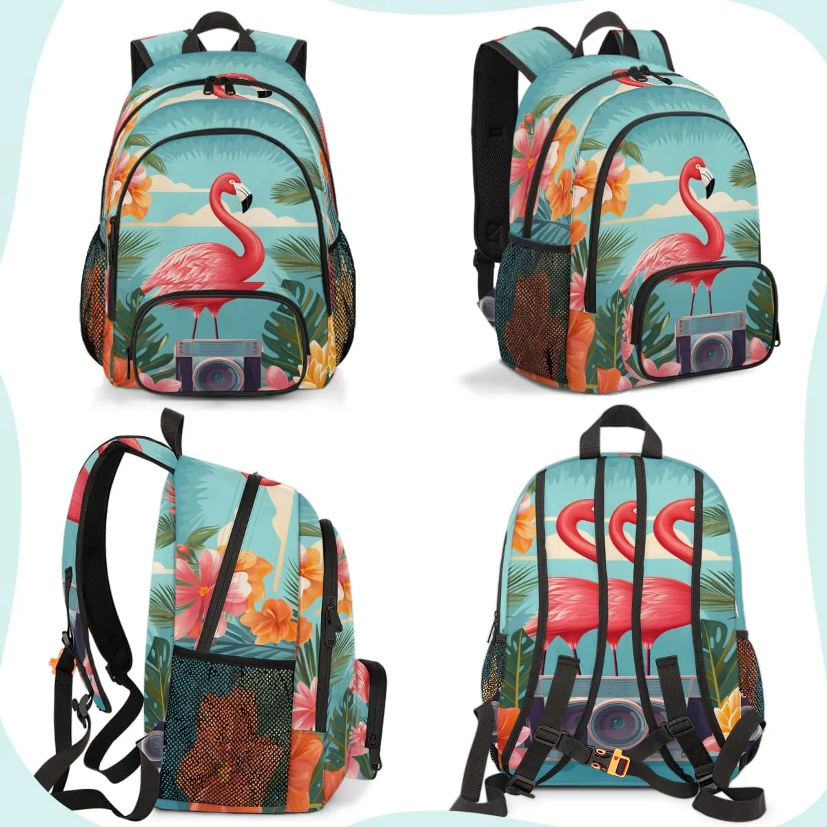 Flamingo Carry on Travel Backpack for Women Men Water resistant Lightweight Rucksack Backpack for Weekender Casual Work Hiking Summer