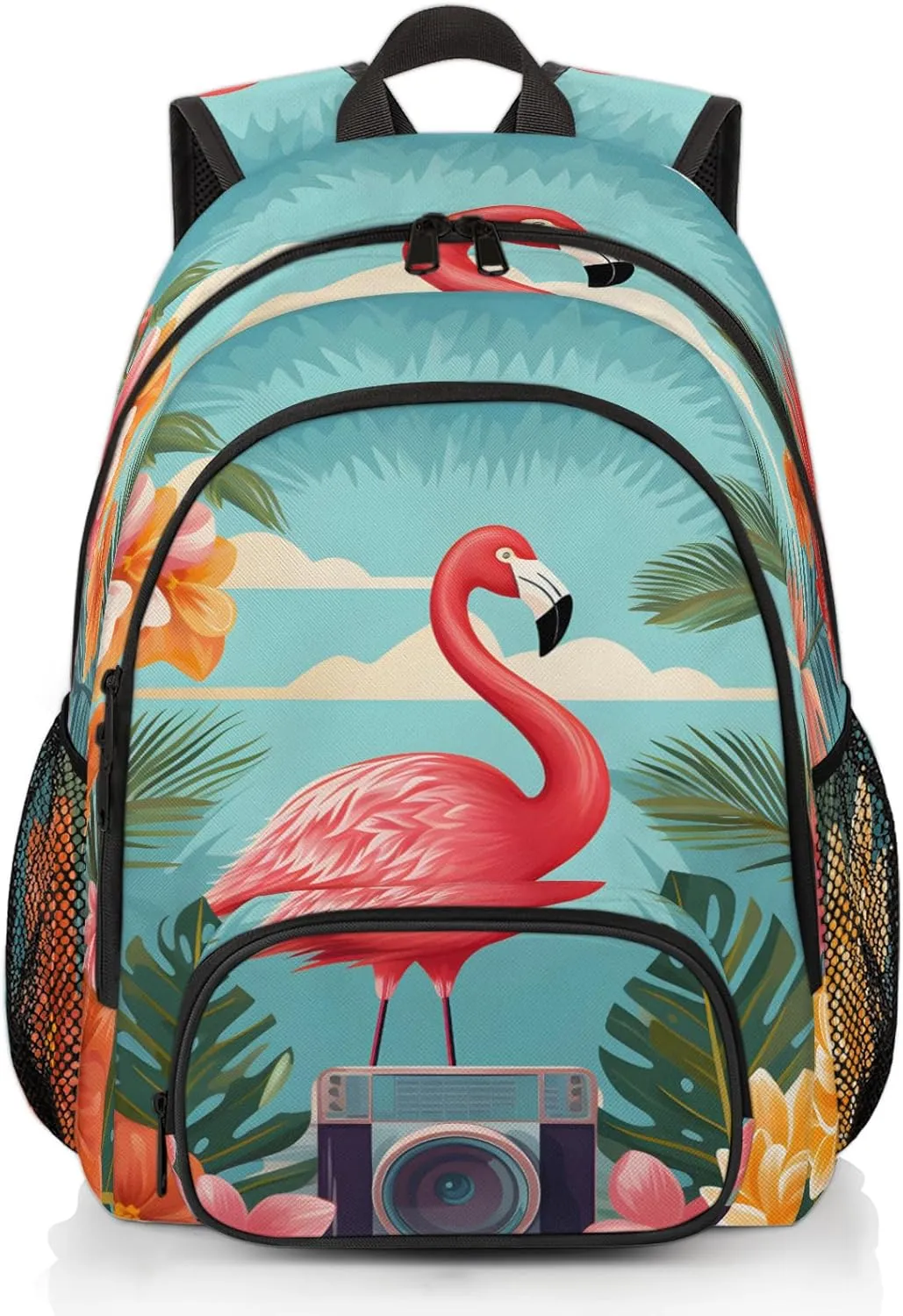 Flamingo Carry on Travel Backpack for Women Men Water resistant Lightweight Rucksack Backpack for Weekender Casual Work Hiking Summer