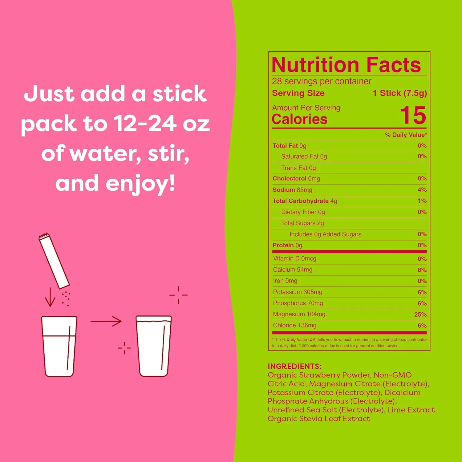 FlavCity Strawberry Limeade Electrolytes Powder Packets - 28 Hydration Packets - No Added Sugar - Hydration Powder with Real Fruit & Unrefined Sea Salt - Keto & Gluten-Free (28 Stick Packs)