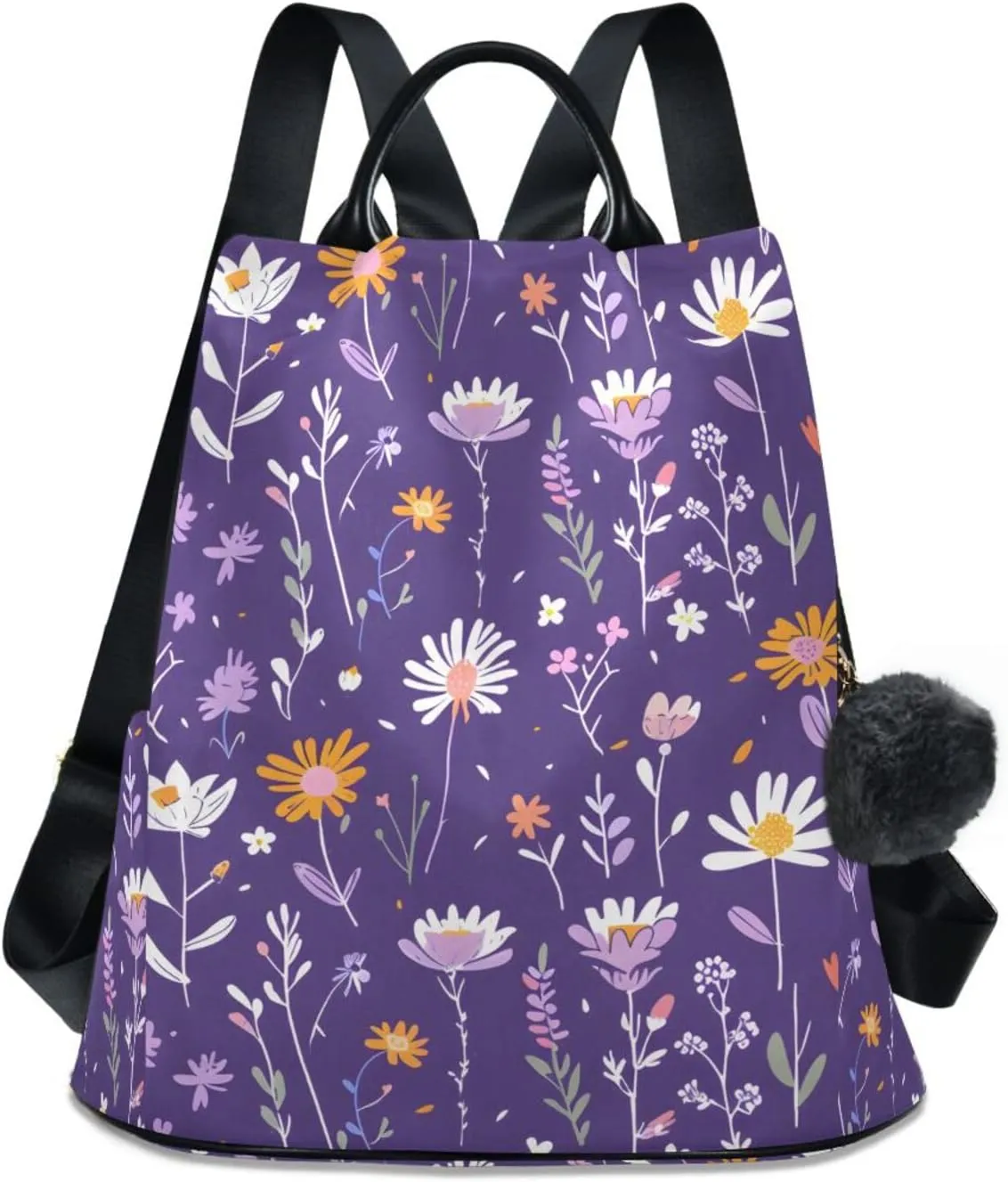 Floral Meadow Flowers Backpack for Women Anti Theft Large Fashion Travel Shoulder Bag Purse Rucksack Lightweight
