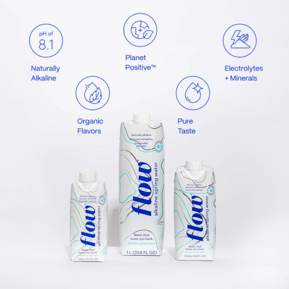 Flow Alkaline Spring Water, 100% Naturally Alkaline,1L (Pack of 6)