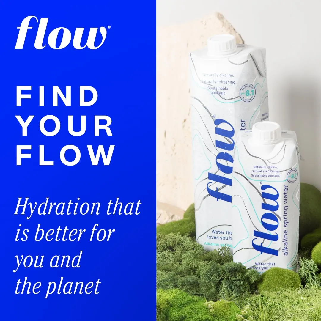Flow Alkaline Spring Water, 100% Naturally Alkaline,1L (Pack of 6)