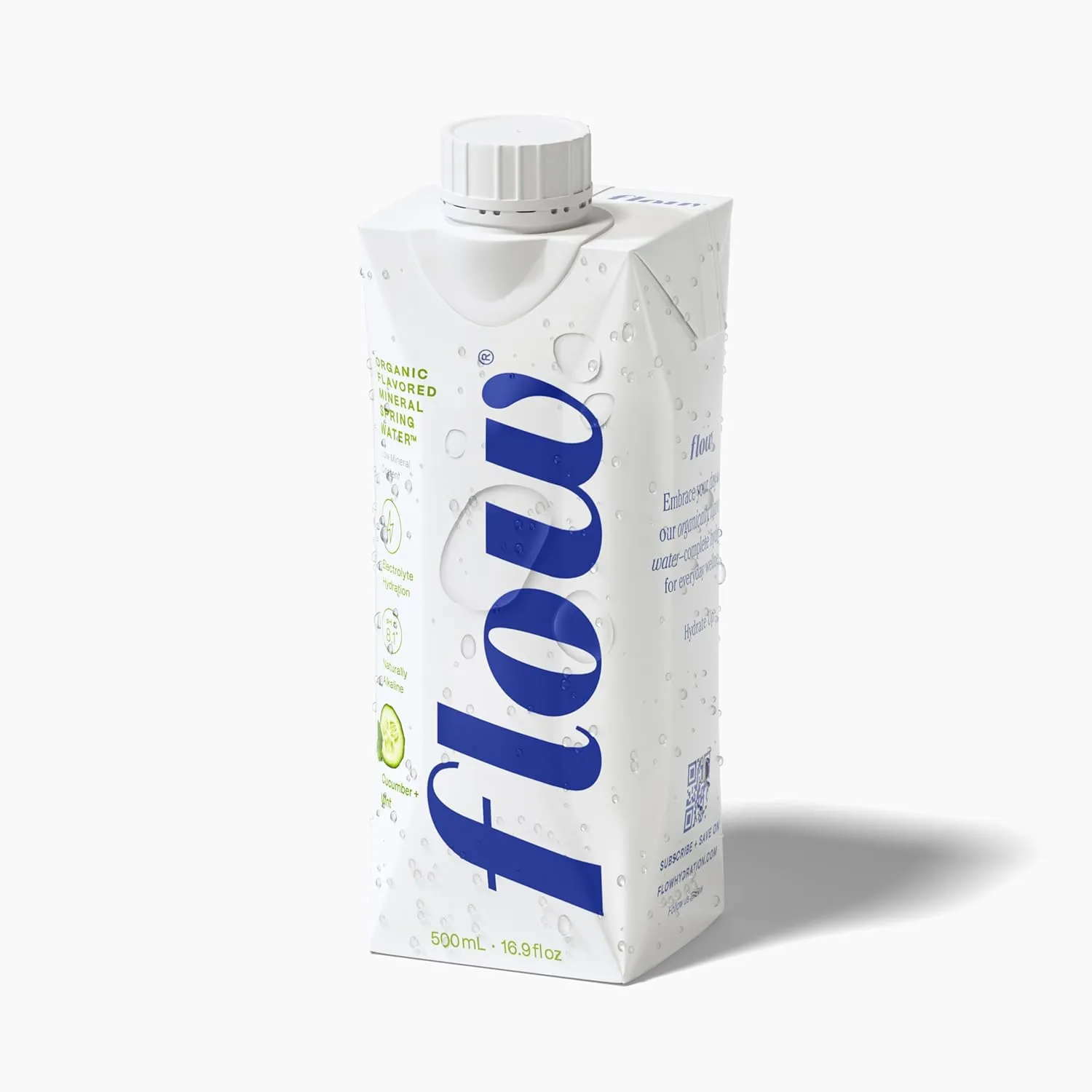 Flow Alkaline Spring Water - Cucumber and Mint Flavored Naturally Alkaline Water With Electrolytes And Essential Minerals - Eco-Friendly Pack, BPA-Free, Non-GMO. 12 Pack of 16.9 FL Bottles
