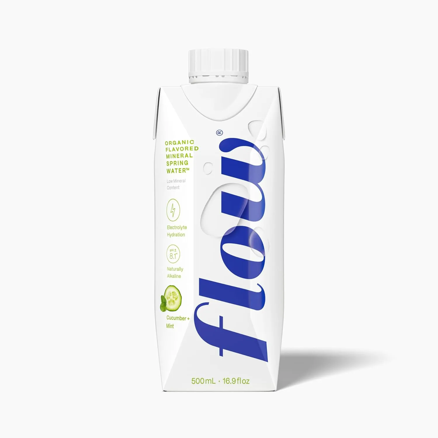 Flow Alkaline Spring Water - Cucumber and Mint Flavored Naturally Alkaline Water With Electrolytes And Essential Minerals - Eco-Friendly Pack, BPA-Free, Non-GMO. 12 Pack of 16.9 FL Bottles