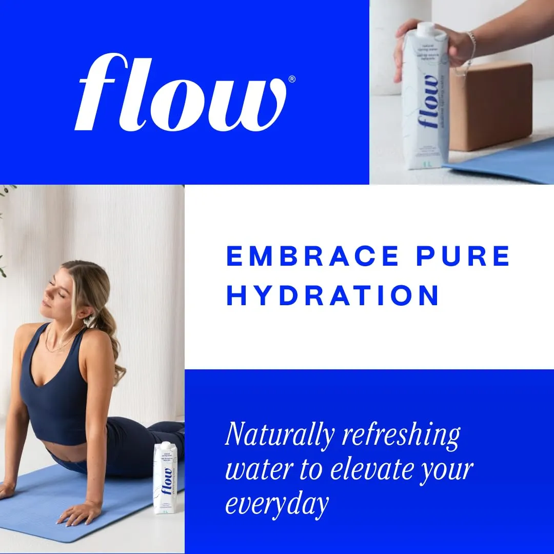 Flow Alkaline Spring Water - Peach and Blueberry Flavored Naturally Alkaline Water With Electrolytes And Essential Minerals - Eco-Friendly Pack, BPA-Free, Non-GMO. 12 Pack of 1L Bottles