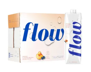 Flow Alkaline Spring Water - Peach and Blueberry Flavored Naturally Alkaline Water With Electrolytes And Essential Minerals - Eco-Friendly Pack, BPA-Free, Non-GMO. 12 Pack of 1L Bottles