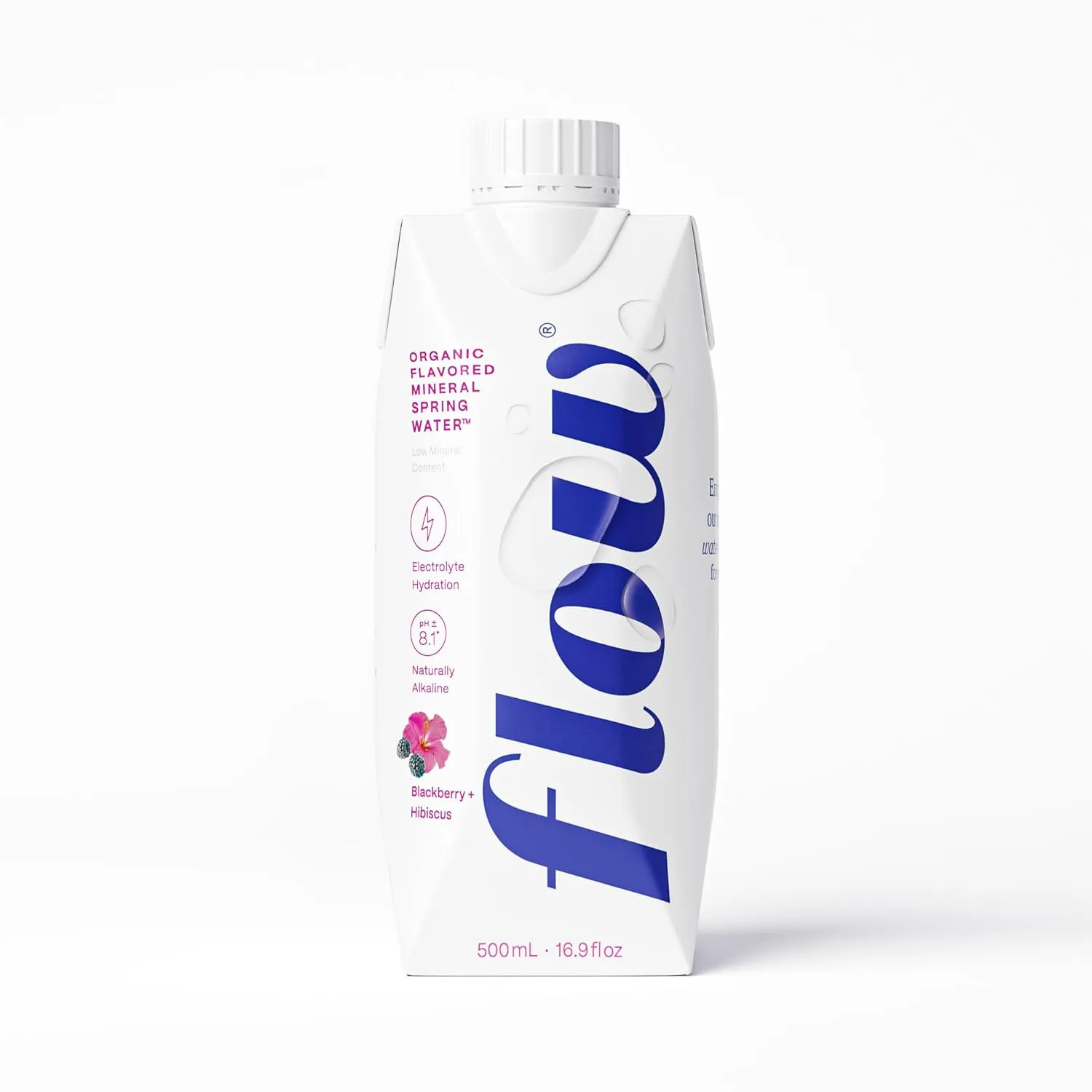 Flow Water Organic Blackberry Hibiscus Alkaline Water, 16.9 FZ (12 Pack)