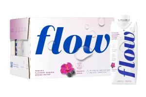 Flow Water Organic Blackberry Hibiscus Alkaline Water, 16.9 FZ (12 Pack)