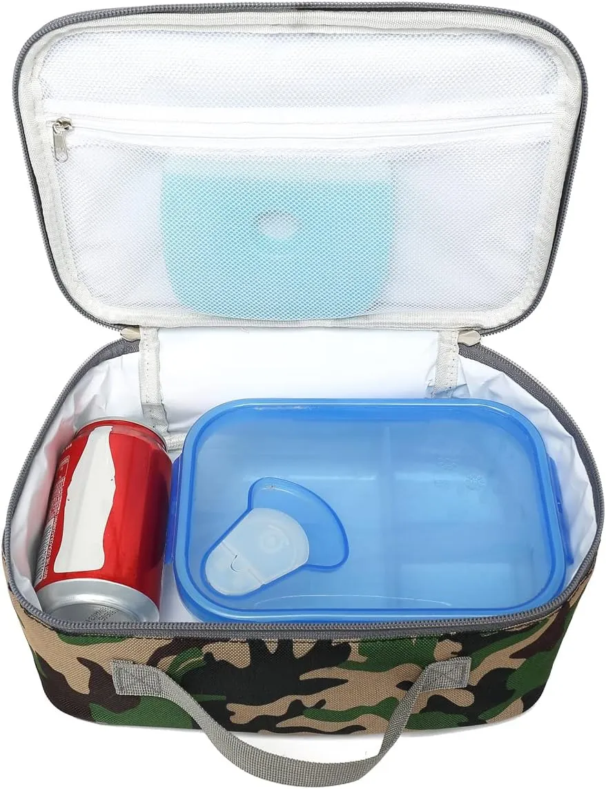 FlowFly Kids Lunch box Insulated Soft Bag Mini Cooler Back to School Thermal Meal Tote Kit for Girls, Boys, Forest