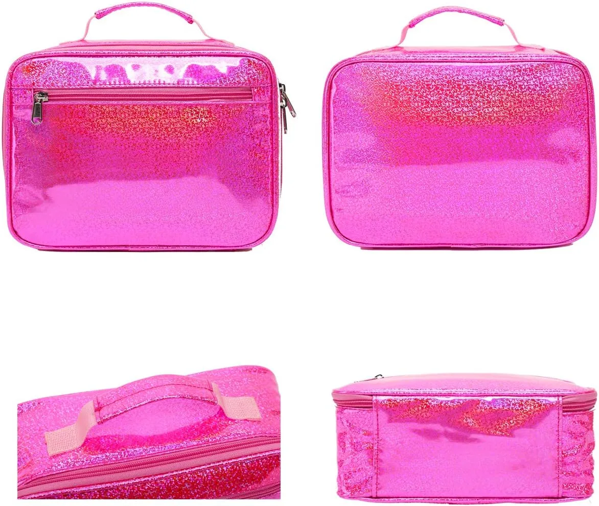FlowFly Kids Lunch box Insulated Soft Bag Mini Cooler Back to School Thermal Meal Tote Kit for Girls, Boys,Pink