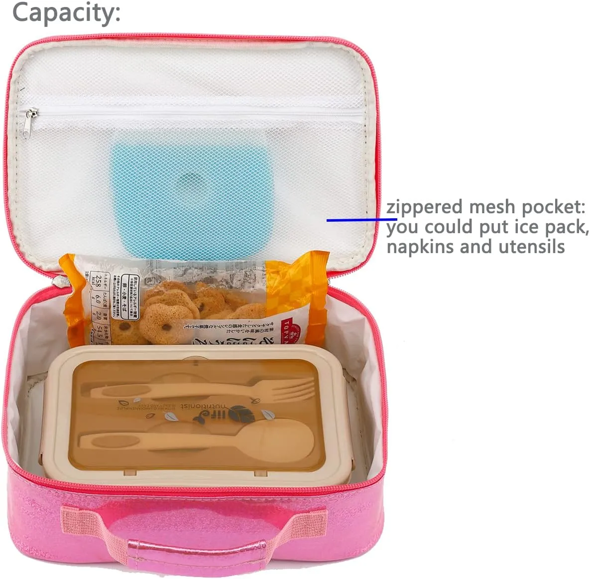 FlowFly Kids Lunch box Insulated Soft Bag Mini Cooler Back to School Thermal Meal Tote Kit for Girls, Boys,Pink