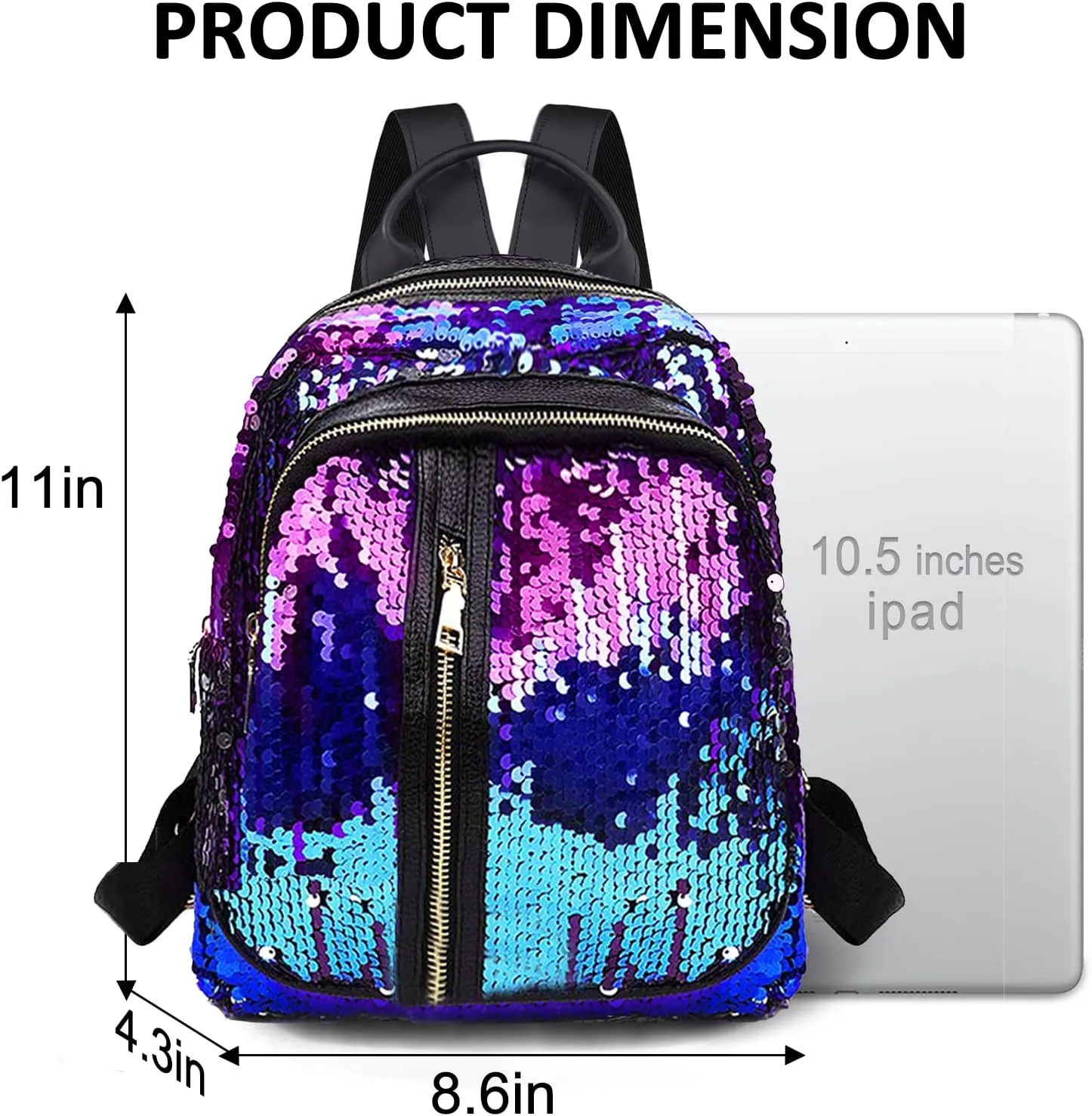 Fmeida Girls Mini Backpack Sequin Bookbag Cute Daypacks Purse for Kids Christmas Gift - Blue&Purple
