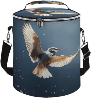 Foldable Cooler Bag Bird Migration Print Soft Cooler Bag Insulated Collapsible Lunch Cooler Bags with Shoulder Strap