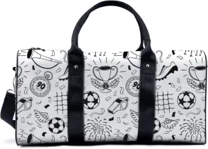 Football Carnival Illustration Sport Gym Bag Travel Yoga Camping Large Shoulder Duffle Bags Lightweight canvas Tote Bag Holdall for Men and Women