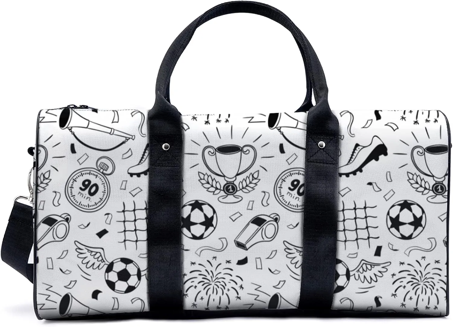 Football Carnival Illustration Sport Gym Bag Travel Yoga Camping Large Shoulder Duffle Bags Lightweight canvas Tote Bag Holdall for Men and Women