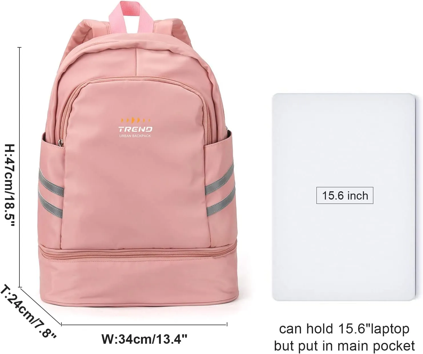 for Perfect Versatile & with - Waterproof Women's Travel Backpack Wide assortment Augmented reality Sports! Gym Pocket Wet Compartment & Shoe