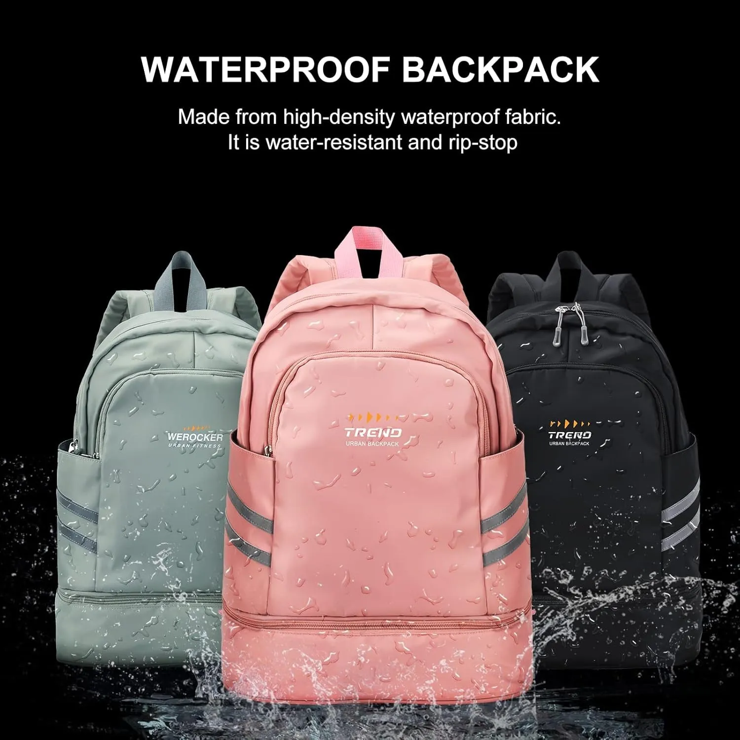 for Perfect Versatile & with - Waterproof Women's Travel Backpack Wide assortment Augmented reality Sports! Gym Pocket Wet Compartment & Shoe
