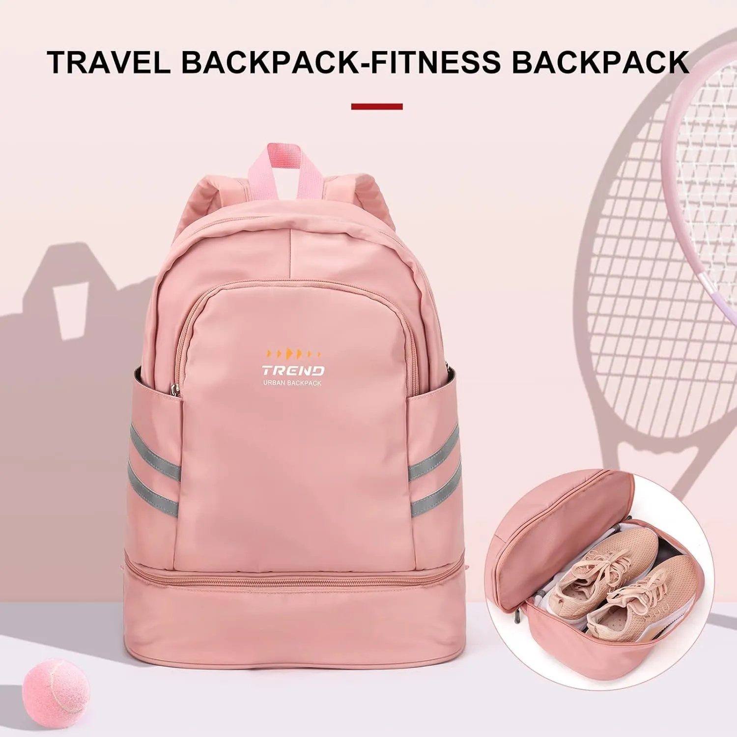 for Perfect Versatile & with - Waterproof Women's Travel Backpack Wide assortment Augmented reality Sports! Gym Pocket Wet Compartment & Shoe