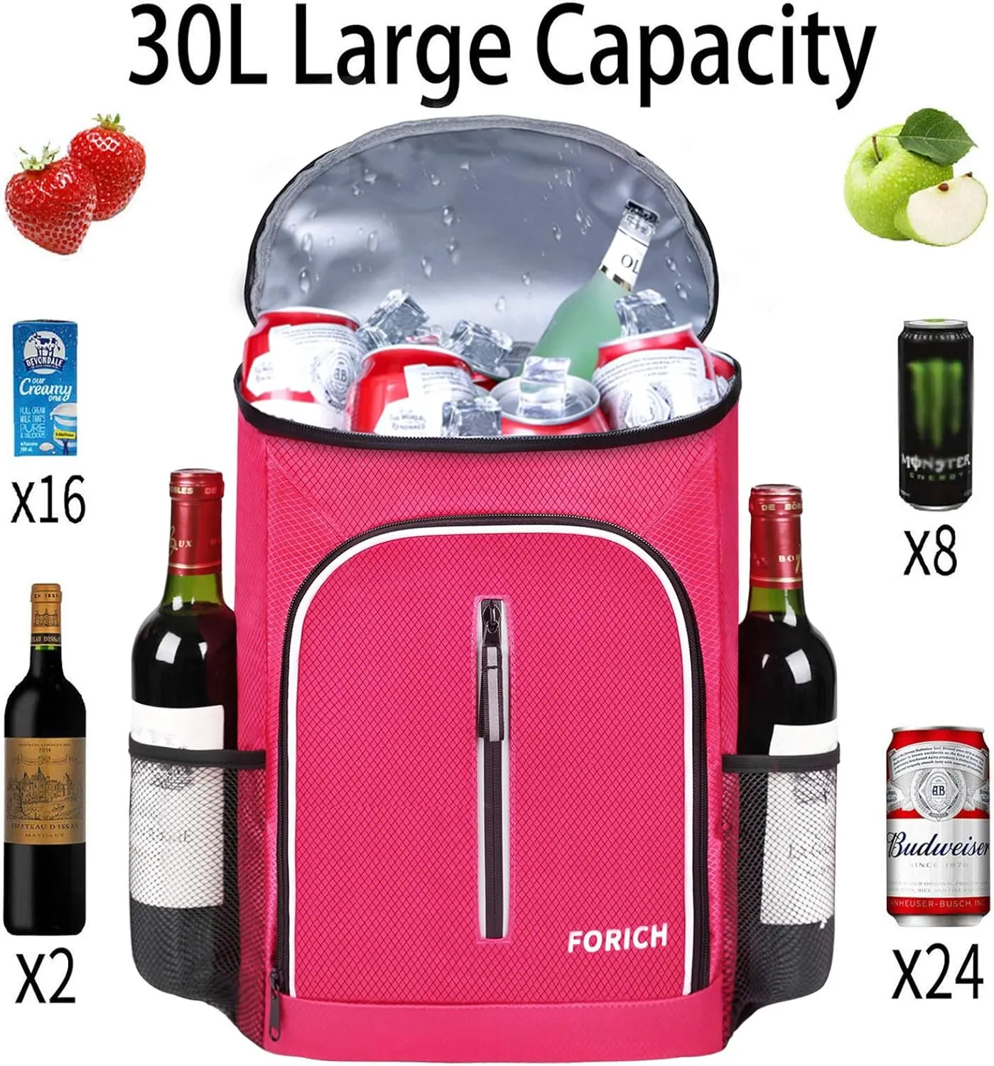 FORICH Soft Cooler Backpack Insulated Waterproof Backpack Cooler Bag Leak Proof Portable Small Cooler Backpacks to Work Lunch Travel Beach Camping Hiking Picnic Fishing Beer for Men Women