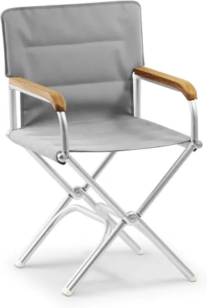 FORMA MARINE High End Folding Aluminum Boat Chair Teak Armrest Gray Padded ASTRON A6000UNIGT