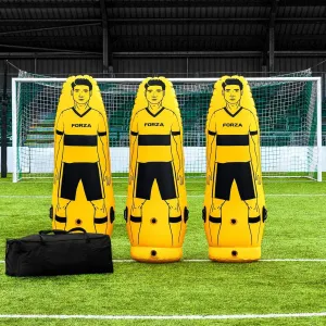 FORZA Pro Soccer Air Mannequin (Junior & Senior) | Inflatable Soccer Free Kick Training Dummies | Pack of 1, 3 or 5 Soccer Dummy Wall | Optional Carry Bag