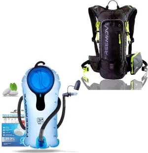 FREEMOVE 3L Hydration Bladder - Blue   Daypack Backpack - Black, 10L Capacity & Many Compartments