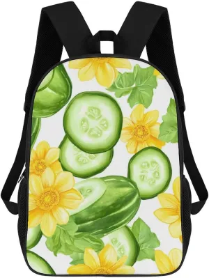 Fresh Cucumber Slices Flowers 17 Inch Travel Backpack Casual Daypacks Computer Shoulder Bag for Work Shopping Unisex