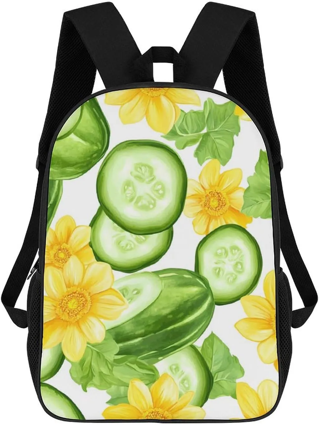 Fresh Cucumber Slices Flowers 17 Inch Travel Backpack Casual Daypacks Computer Shoulder Bag for Work Shopping Unisex