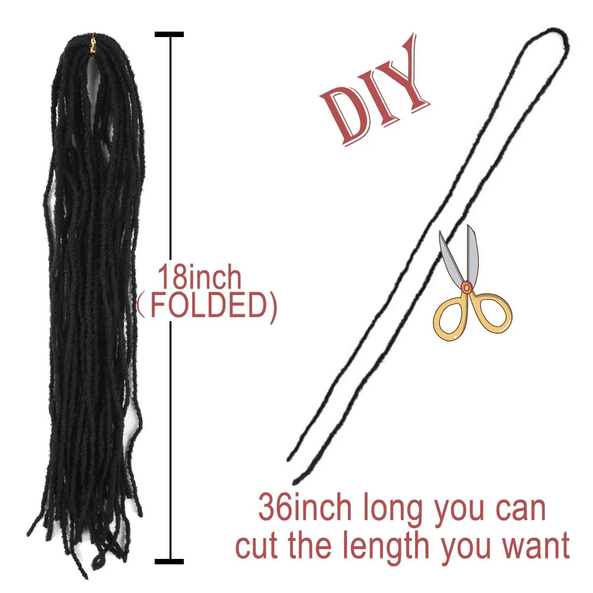 Fuax Locs Crochet Hair Super Lightweight Micro Locs 4 Pack Sister Locs Crochet Hair Synthetic braids Hair Extensions (#2, 18 inches)