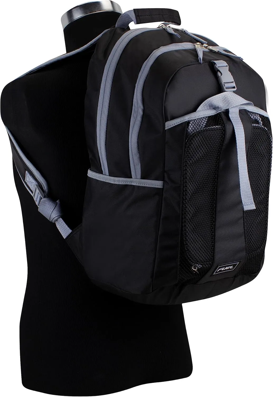 FUEL Lunch Backpack Set Teens Student Water Resistant Bookbag Bag Soft Reusable Insulated Cooler Lunch Box Thermal Travel Office Lunch Bag, Black
