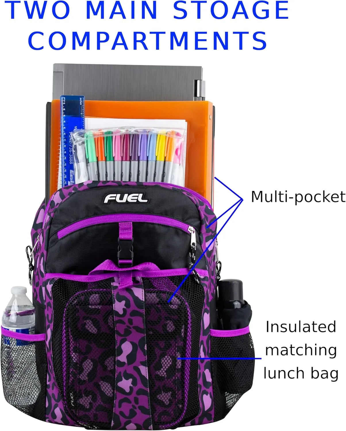 FUEL Travel Backpack Cooler Bag Lunchbox for Work Insulated Cooler Bag Lunch Bag Work Hiking Water Bottle Pockets