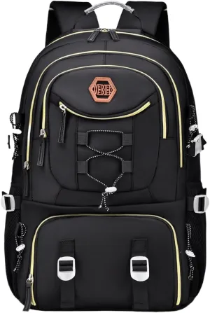 FUNSEED Backpack for Women Men, Large Capacity Waterproof Oxford Cloth Casual Rucksack for Traveling Hiking (Black)