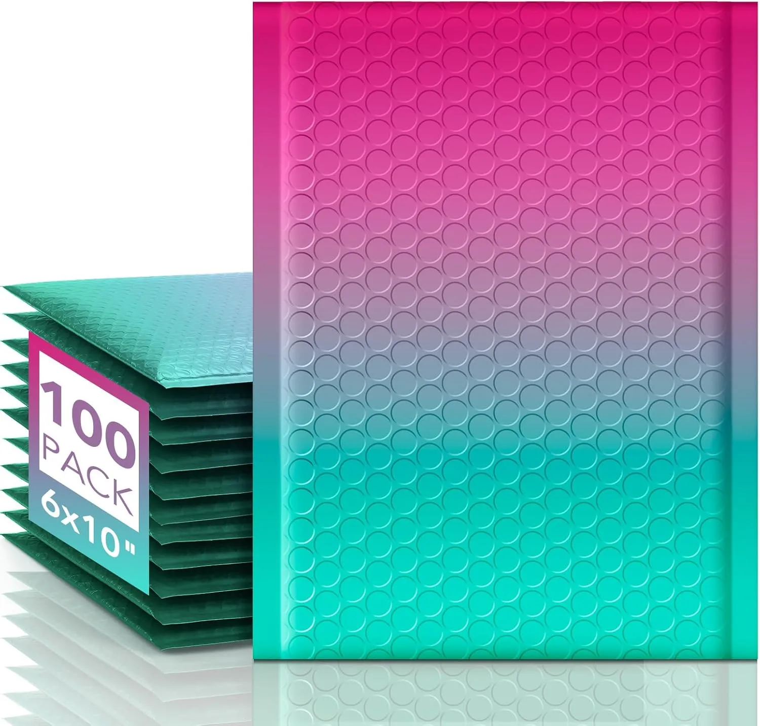 Fuxury Bubble Mailers 6x10 Inch 100 Pack Padded Envelopes Usable Size 6x9" Thick Mailing Envelopes Bubble Opaque Padded Mailers Shipping Bags for Mailing Jewelry Makeup Small Business #0 PinkGreen