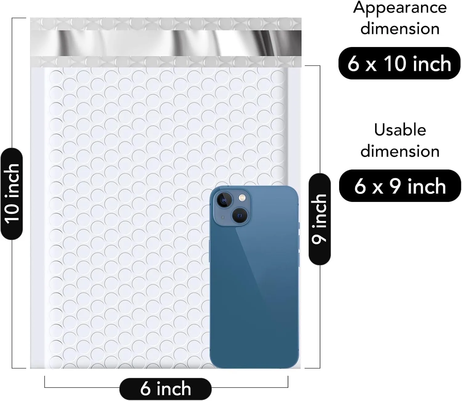 Fuxury Bubble Mailers 6x10 Inch White 50 Pack Padded Envelopes Usable Size 6x9" Thick Mailing Envelopes Bubble Opaque Padded Mailers Shipping Bags for Mailing Jewelry Makeup Small Business#0