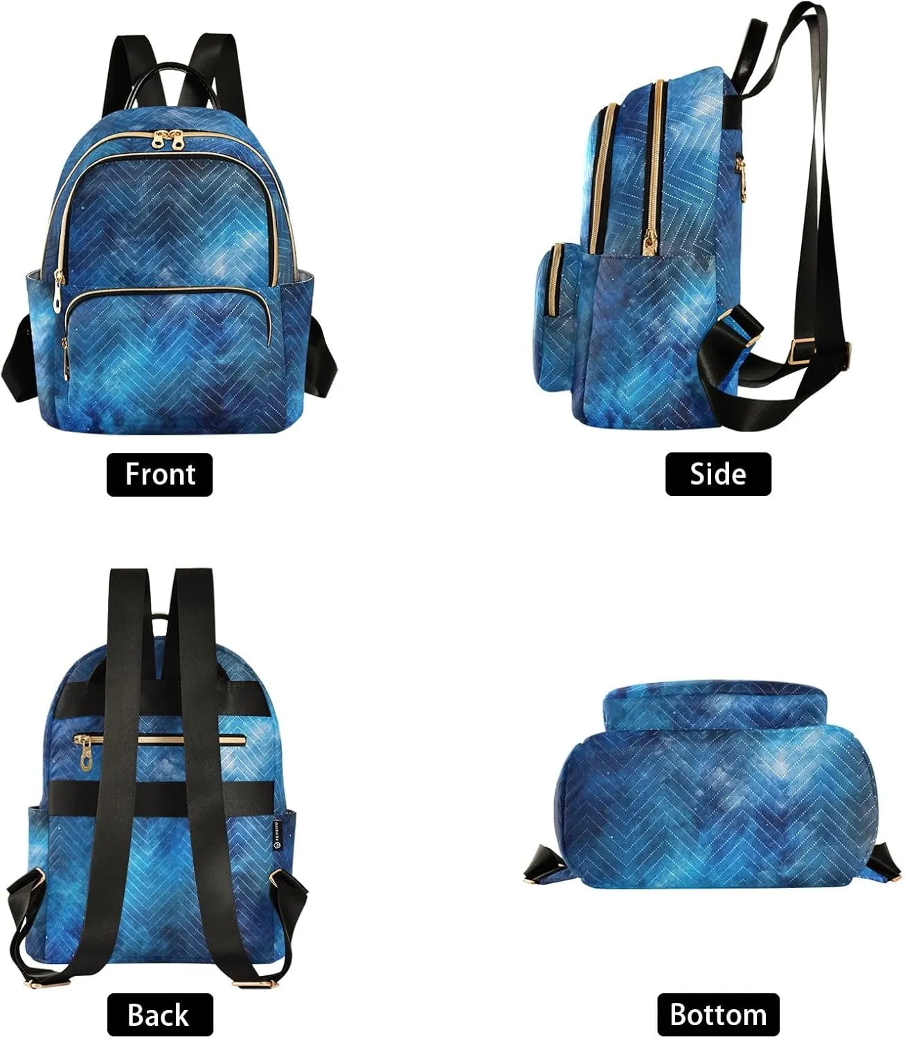 Galaxies and Stars in Beautiful Composition Women Fashion Backpack Purse Multi Pockets Rucksack Travel Shoulder Bag，S