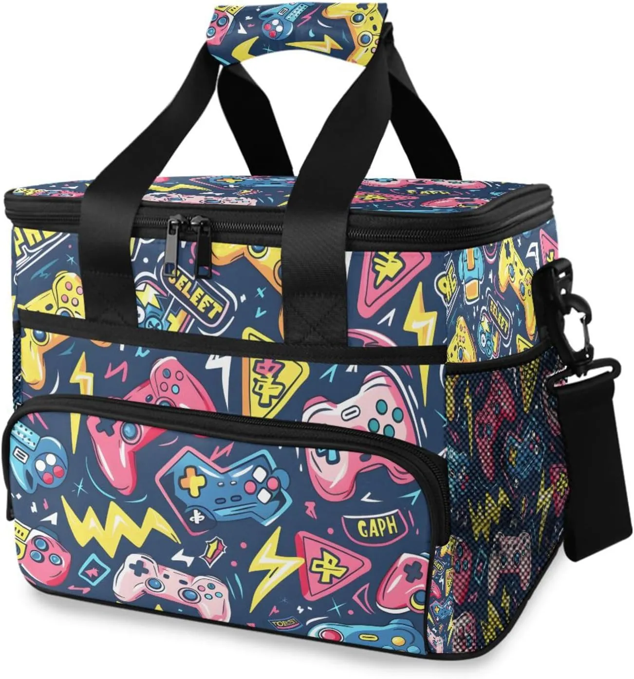 Gamepads Blue Cooler Bag Insulated Cooler Soft Sided Cooler 24 Can Portable Picnic Bag Large Leakproof Lunch Bag Box for Beach Grocery Camping Travel Car Men Women