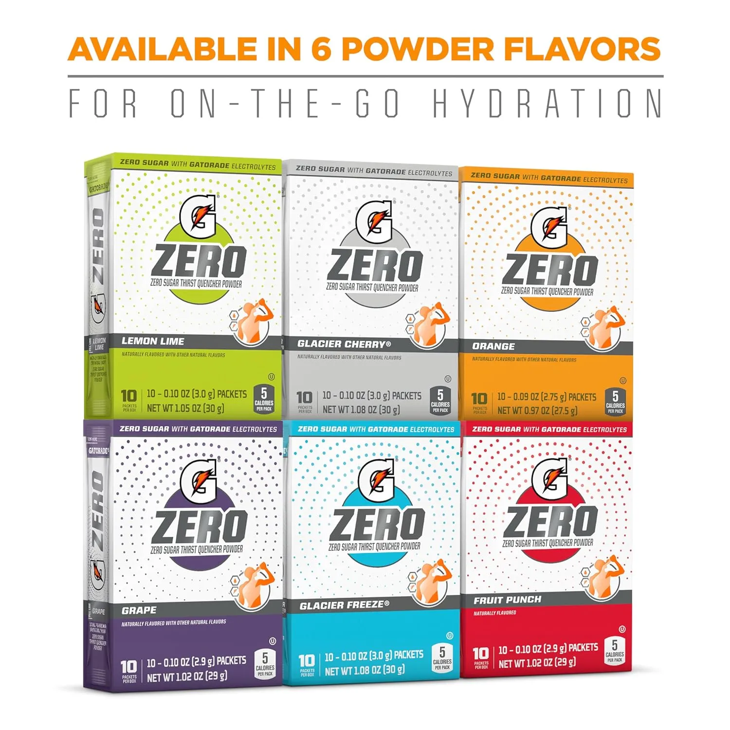 Gatorade G Zero Powder, Glacier Cherry , 10 Count (Pack of 12)