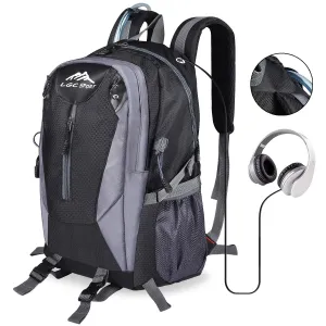 GC Products Hiking Backpack 30L Waterproof，Travel-Hiking Backpacks for Men and Women with Headphone Interface,Travel Daypacks for Traveling Camping Climbing Cycling