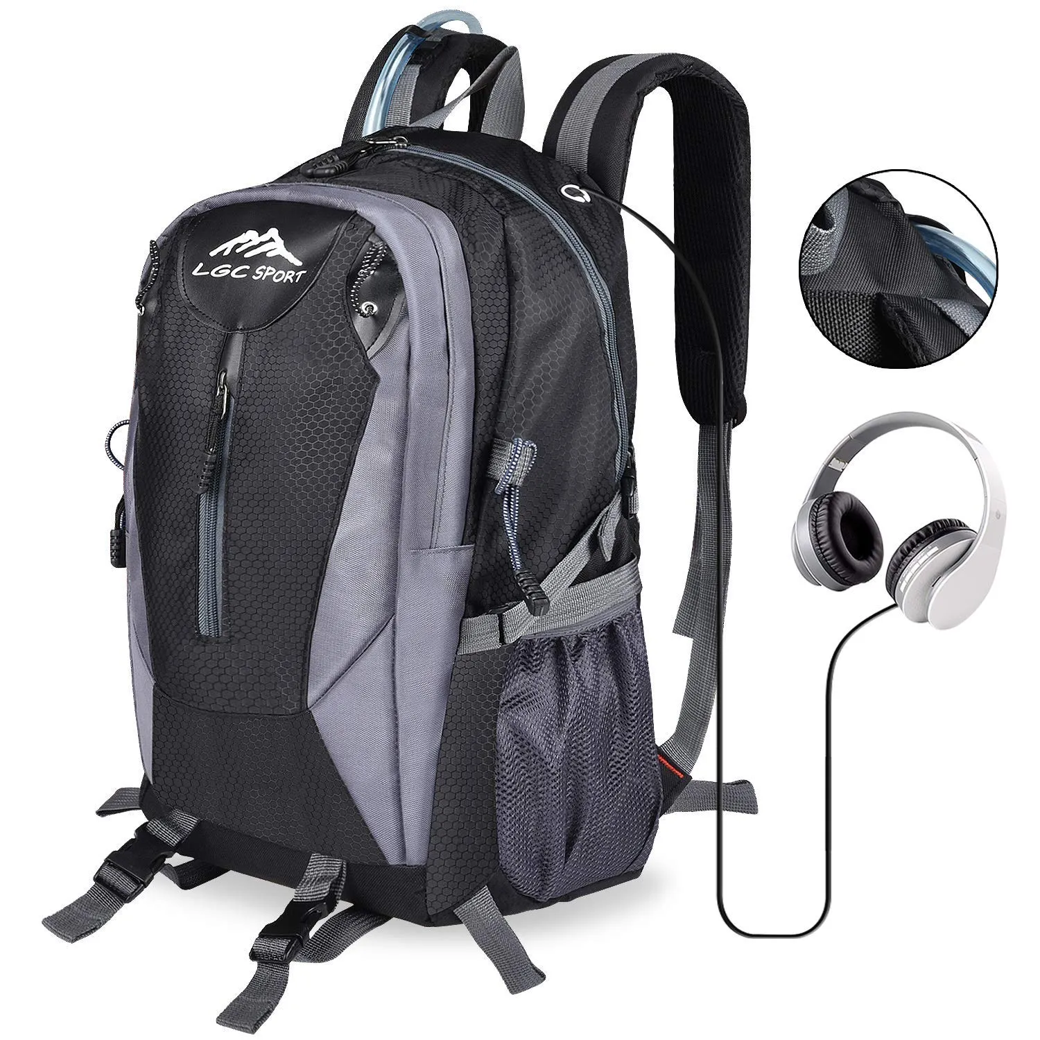 GC Products Hiking Backpack 30L Waterproof，Travel-Hiking Backpacks for Men and Women with Headphone Interface,Travel Daypacks for Traveling Camping Climbing Cycling