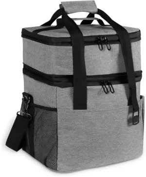 Geestock Soft Cooler Bag for Women/Men, 25L Double-Layer Insulated Lunch Box & Lunch Bag, Leakproof Folding Travel Car Cooler Bag for Work Picnic Office Camping Beach