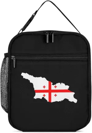 Georgias National Map Flag Insulated Lunch Bag Leakproof Insulated Cooler Bag with Handbags Side Pocket for Adults