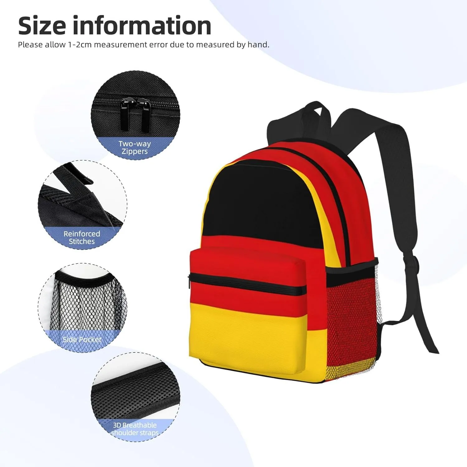 Germany Flag Fashion Backpack,Casual Daypack Backpacks For Men Women, Laptop Bag Travel Hiking Camping